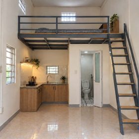 Gác lửng khung sắt hoàn thiện tại công trình anh Khôi ở Tân Phú